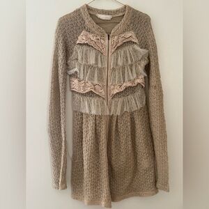 Elegant Beige Lace Women's Cardigan